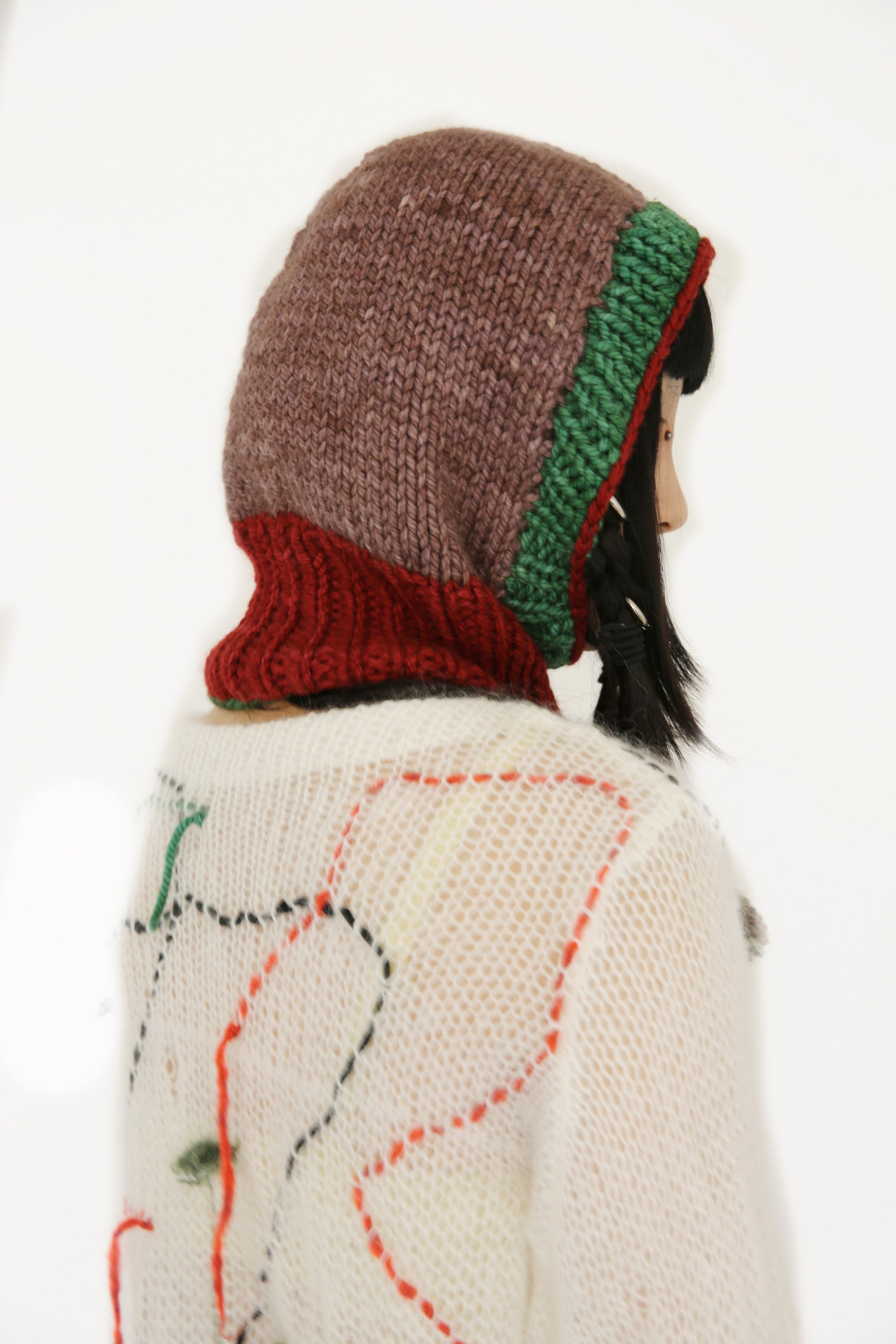 BROWN, RED AND GREEN BALACLAVA