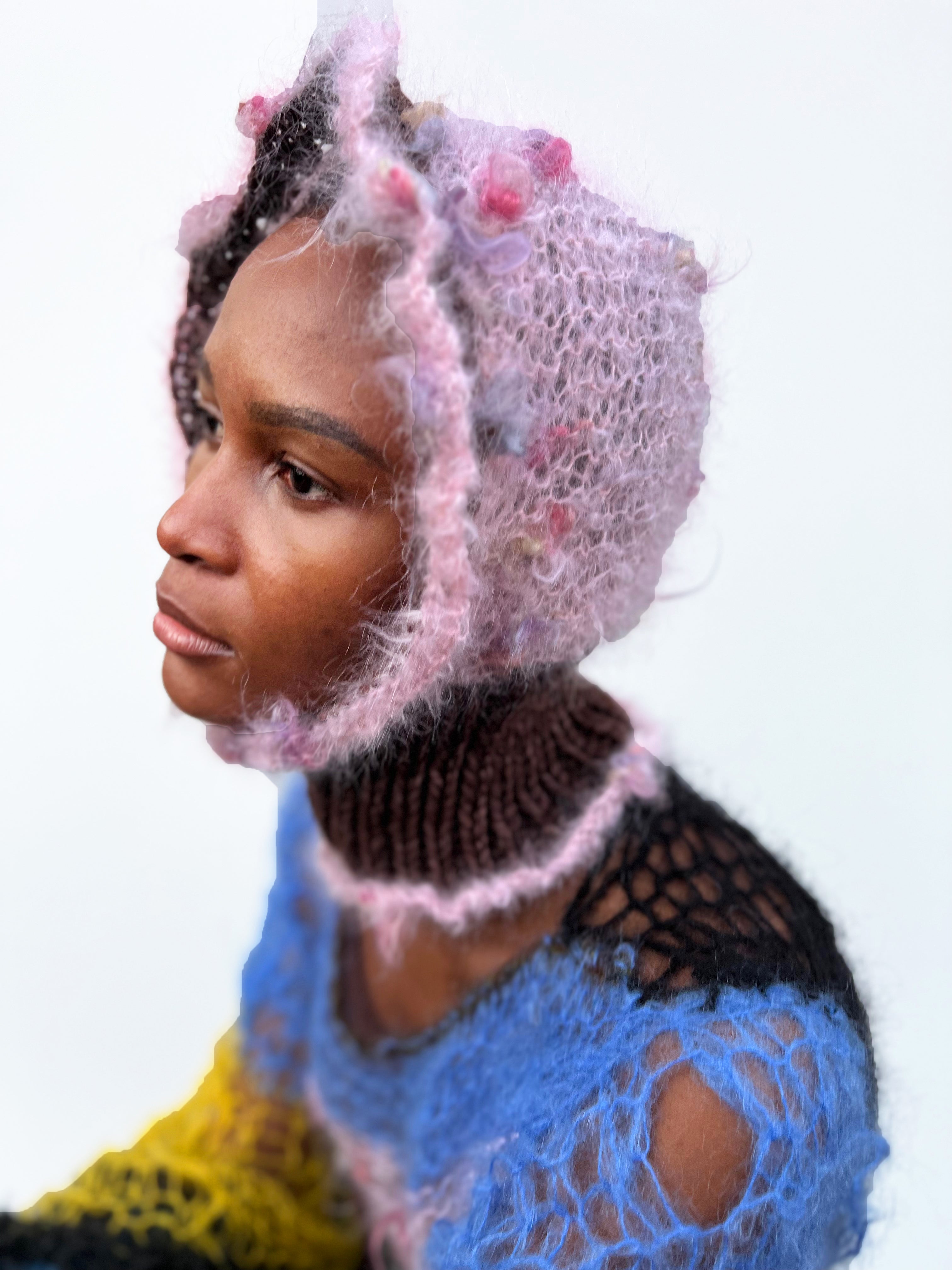BOBBLY BABY PINK AND BROWN HEAVYWEIGHT FRILL BALACLAVA