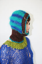 Load image into Gallery viewer, MADE TO ORDER - LIMITED QUANTITIES - TURQUOISE &amp; COBALT STRIPE PIERCING BALACLAVA
