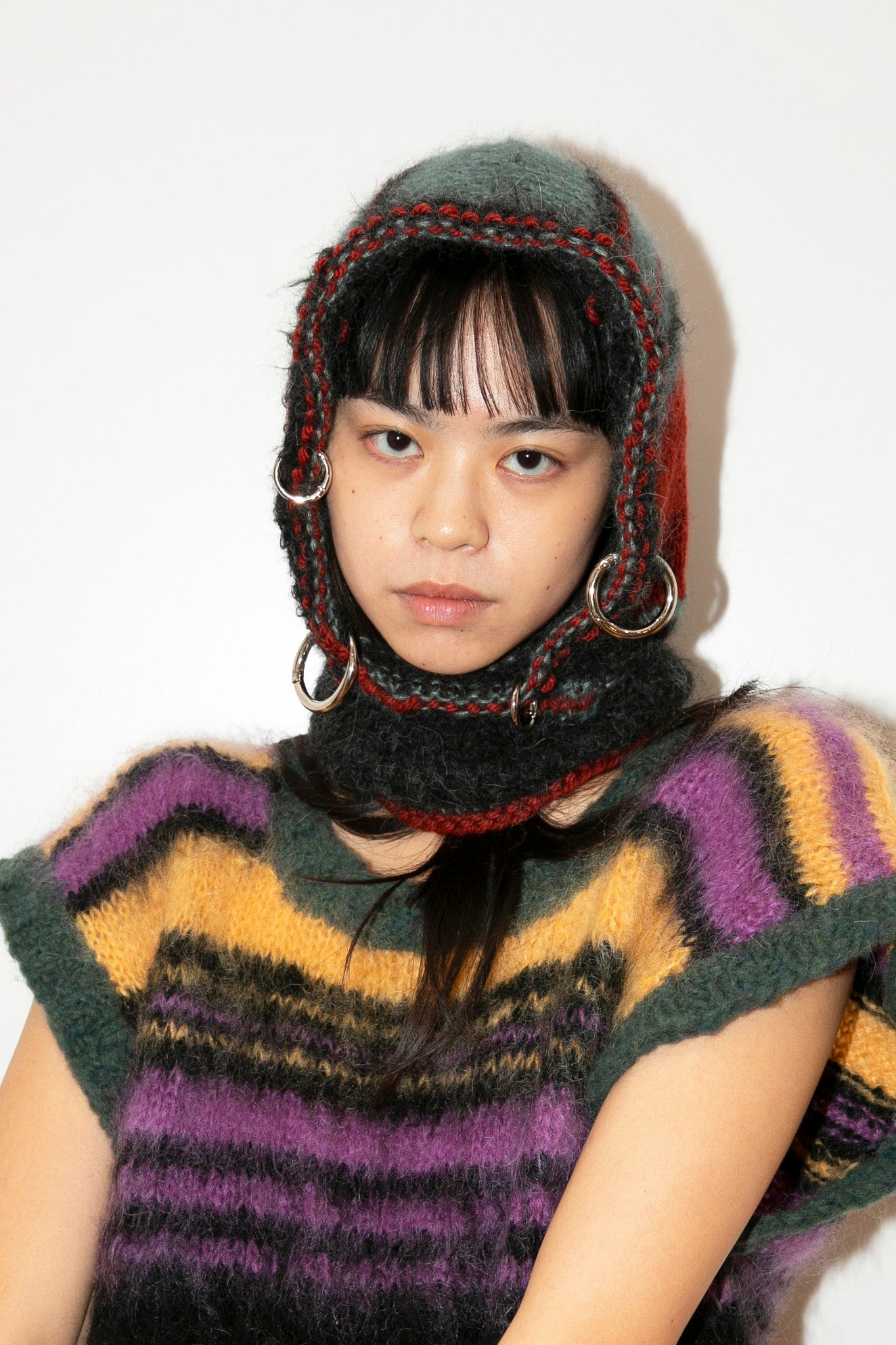 RED, GREY-GREEN AND BLACK HEAVYWEIGHT PIERCING BALACLAVA