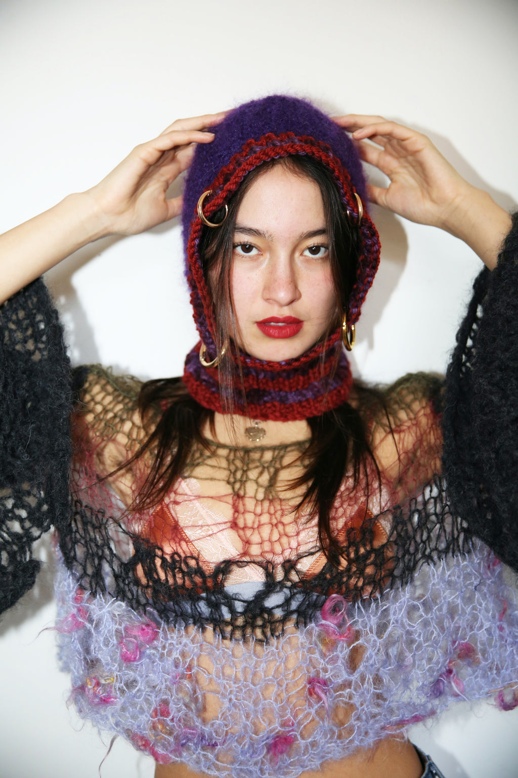 PURPLE & RED PIERCING BALACLAVA