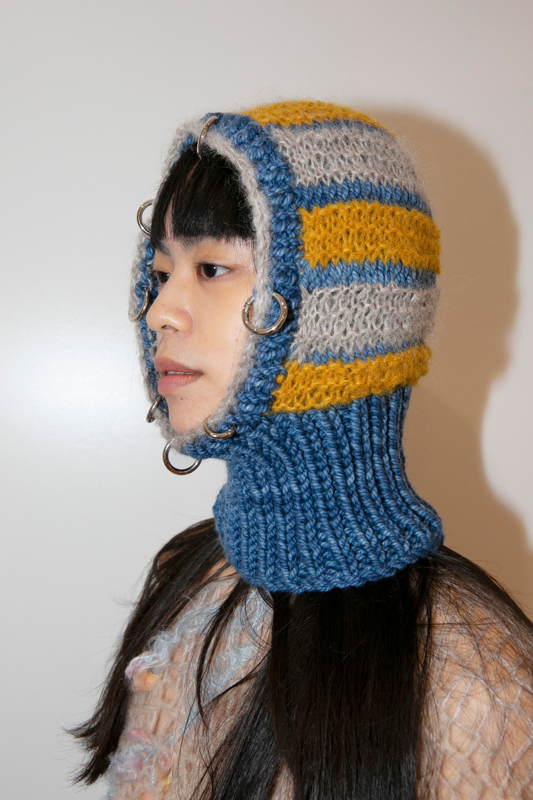 BLUE, MUSTARD & LIGHT GREY HEAVYWEIGHT PIERCING BALACLAVA