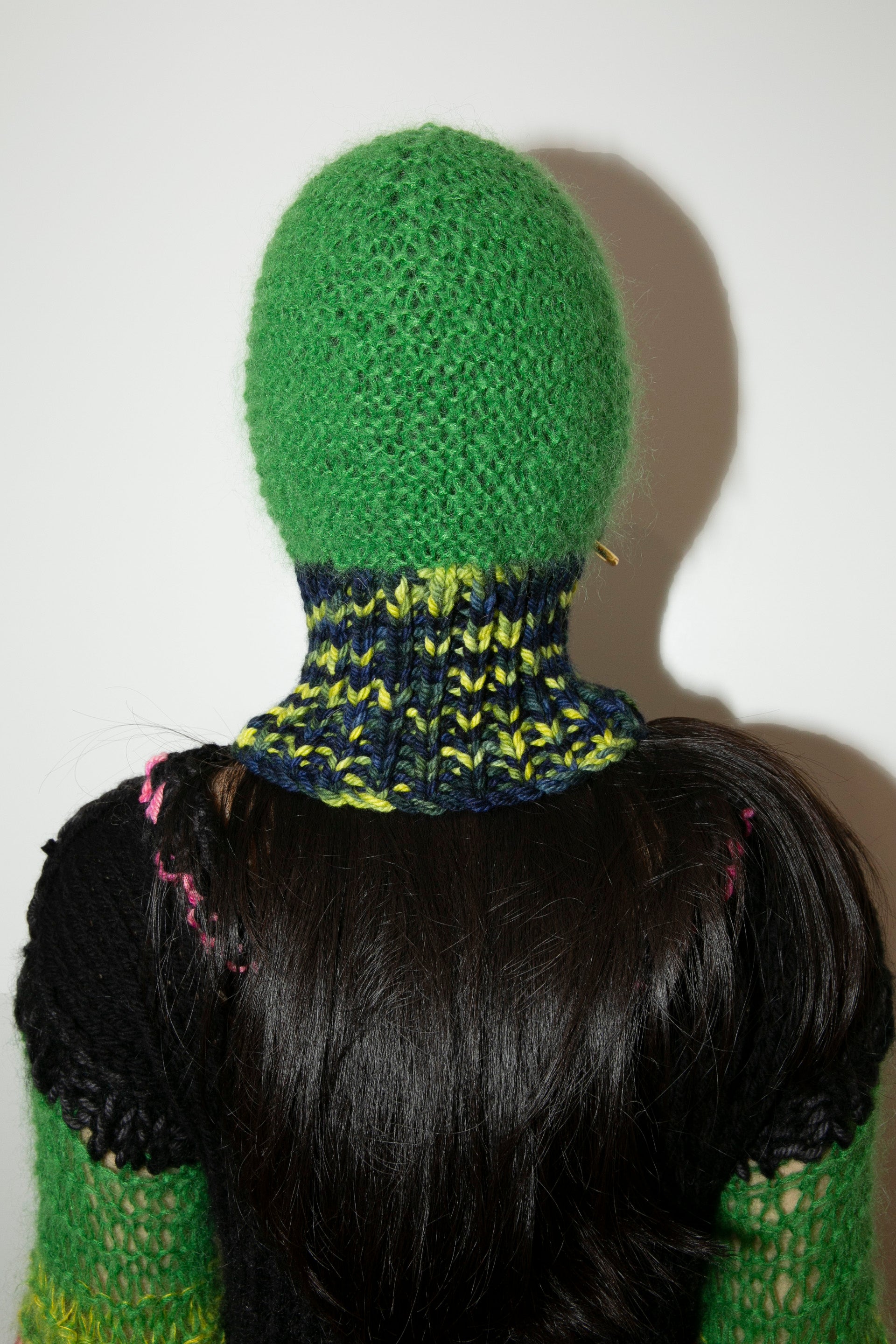 GREEN AND NAVY MELANGE HEAVYWEIGHT PIERCING BALACLAVA