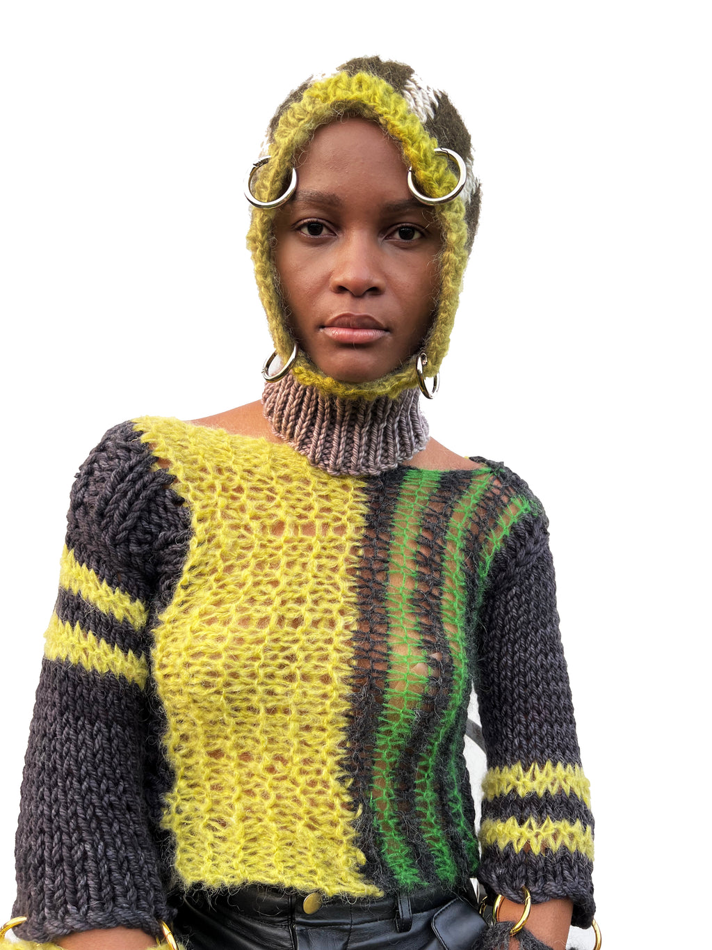 PISTACHIO GREEN, KHAKI & CREAM HEAVYWEIGHT PIERCING BALACLAVA