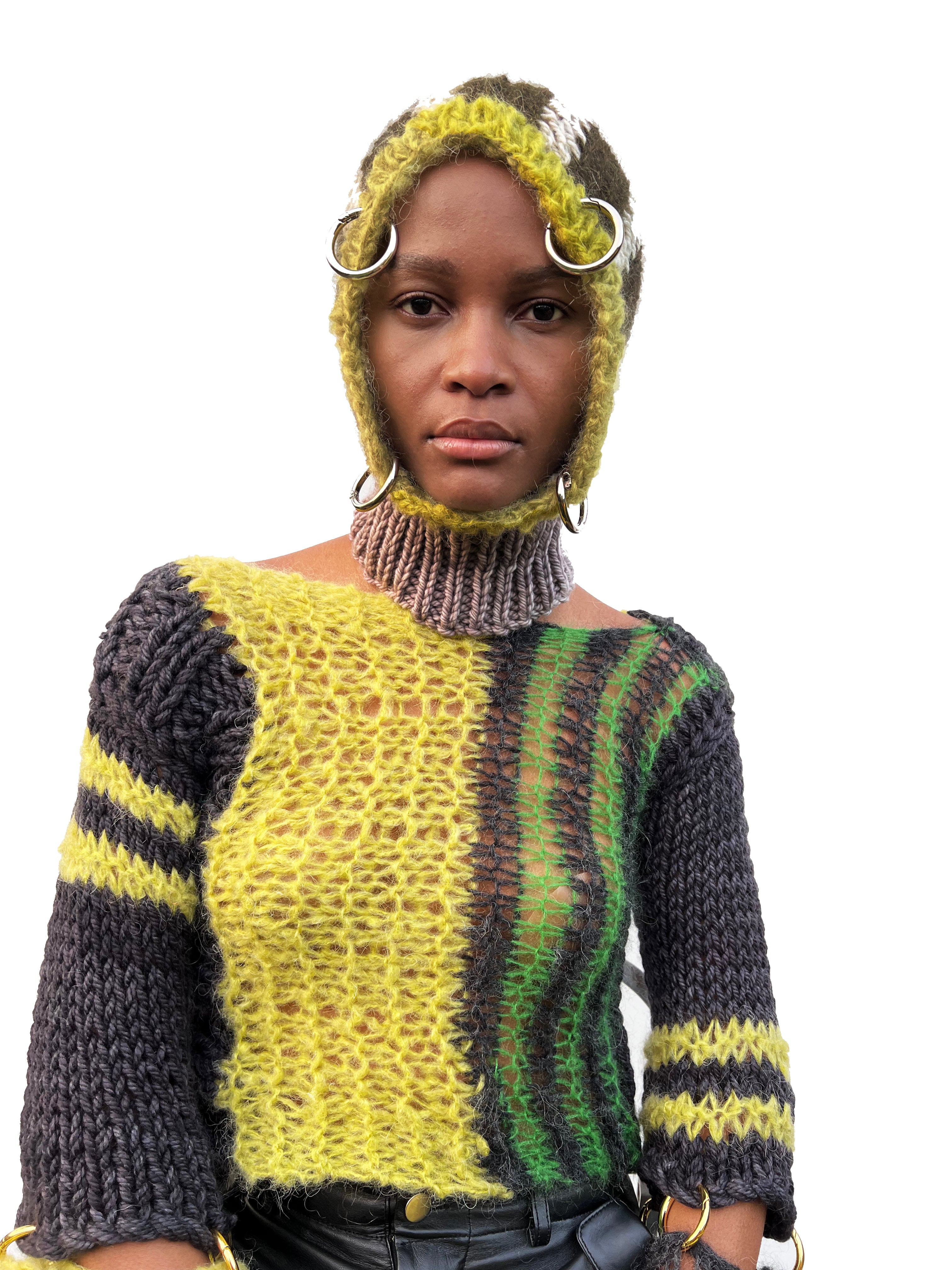 PISTACHIO GREEN, KHAKI & CREAM HEAVYWEIGHT PIERCING BALACLAVA