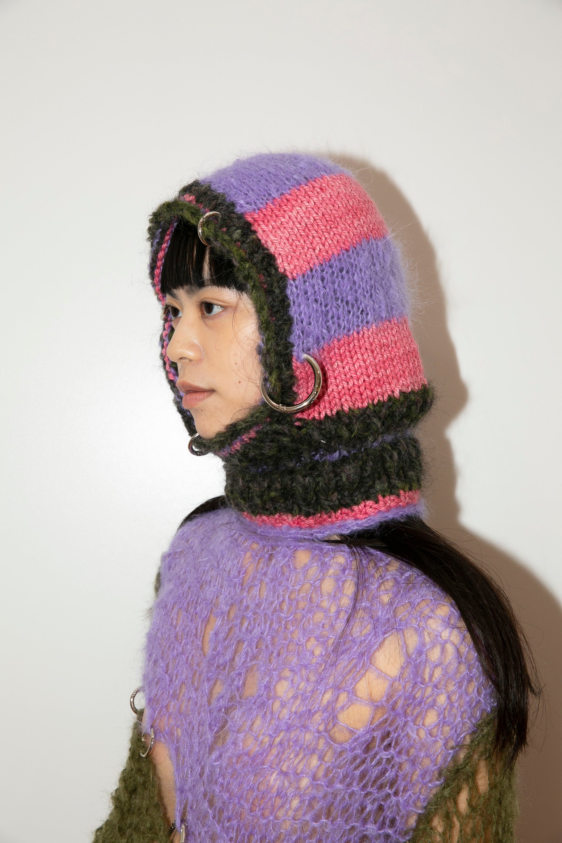 PURPLE, PINK, MOSS GREEN AND BLACK HEAVYWEIGHT PIERCING BALACLAVA