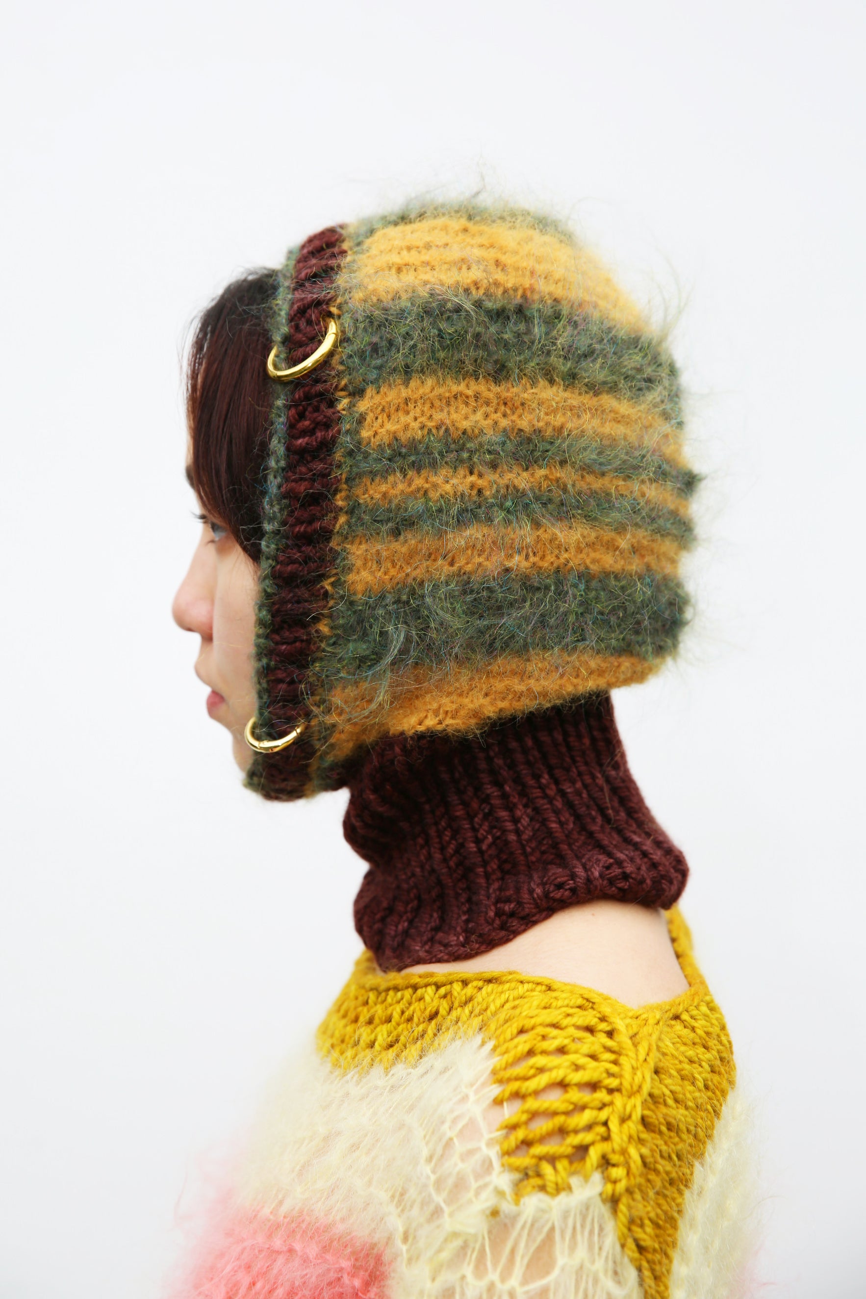 MUSTARD YELLOW & SPARKLY GREEN PIERCING BALACLAVA