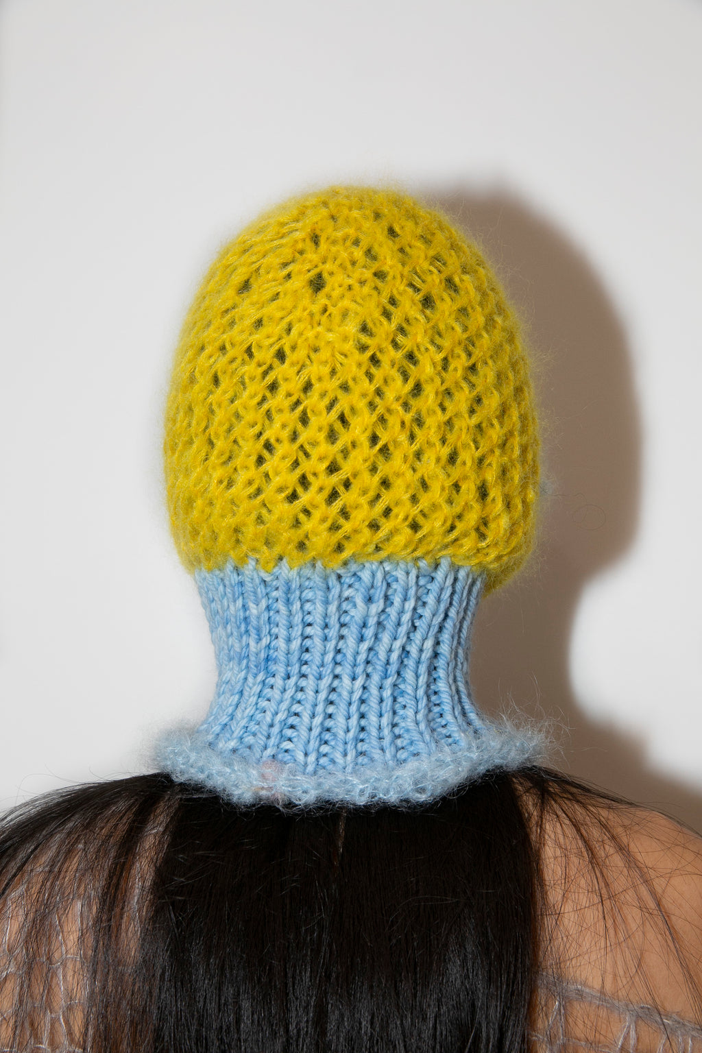 BABY BLUE & YELLOW LACE HEAVYWEIGHT RIB FRILL BALACLAVA