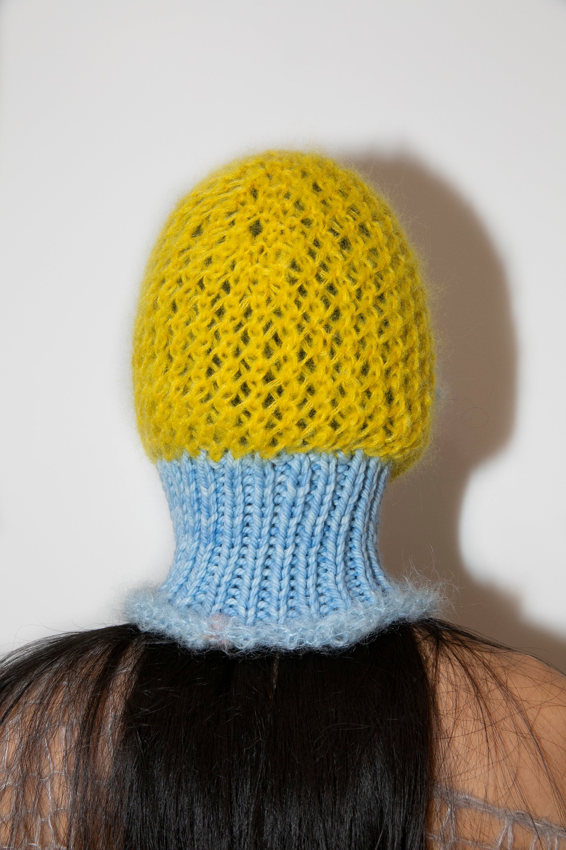BABY BLUE & YELLOW LACE HEAVYWEIGHT RIB FRILL BALACLAVA