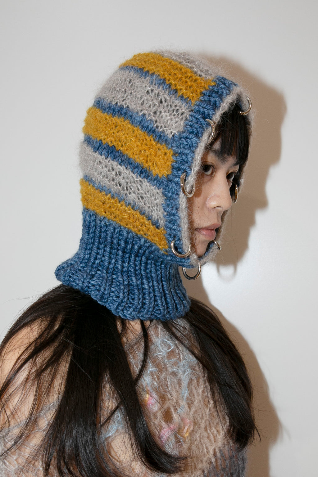 BLUE, MUSTARD & LIGHT GREY HEAVYWEIGHT PIERCING BALACLAVA
