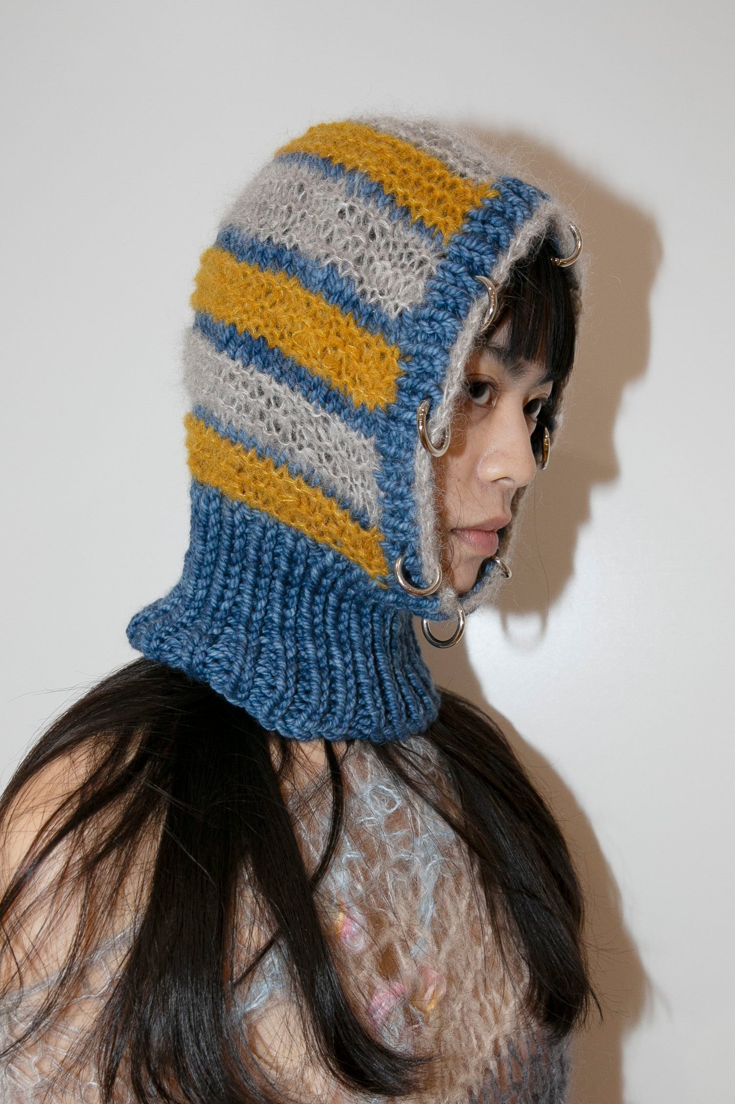 BLUE, MUSTARD & LIGHT GREY HEAVYWEIGHT PIERCING BALACLAVA