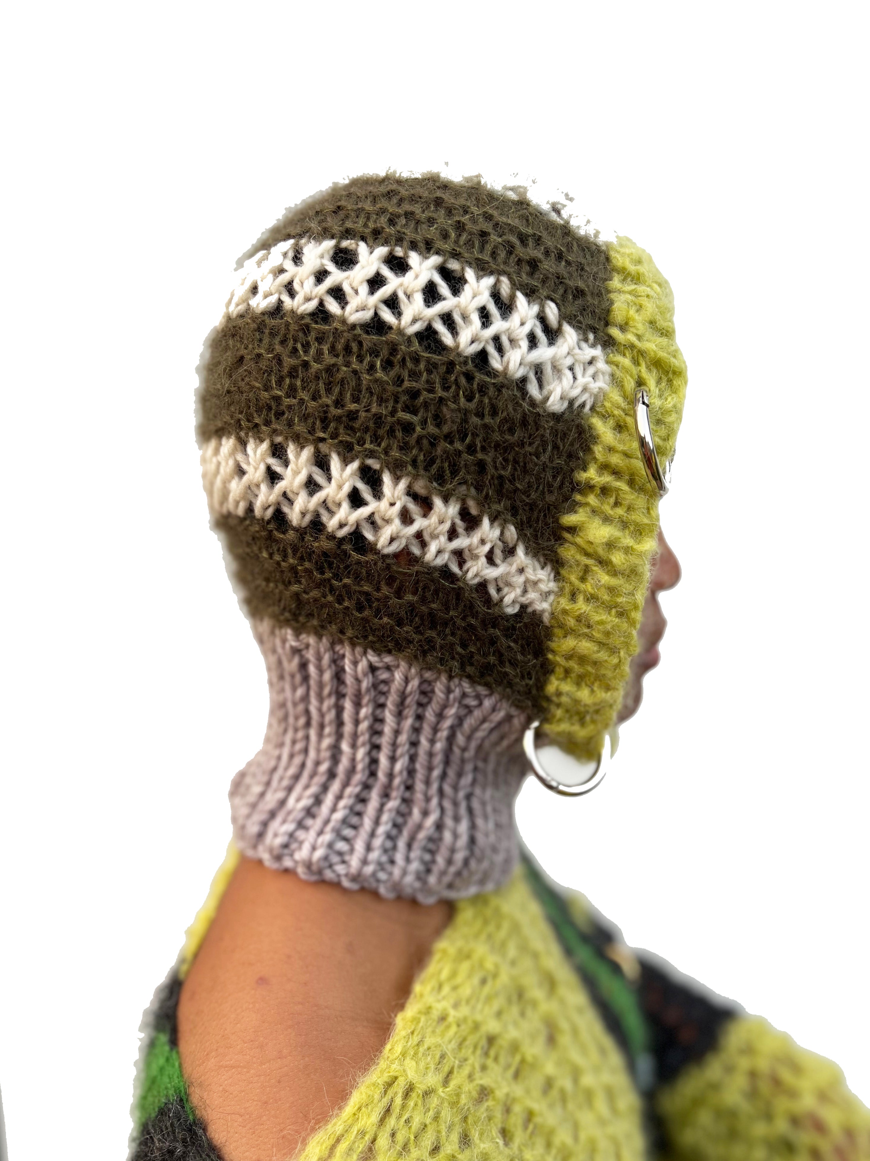 PISTACHIO GREEN, KHAKI & CREAM HEAVYWEIGHT PIERCING BALACLAVA