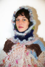 Load image into Gallery viewer, GREEN, DARK BLUE &amp; BOBBLY BLUE JUMBO FRILL BALACLAVA
