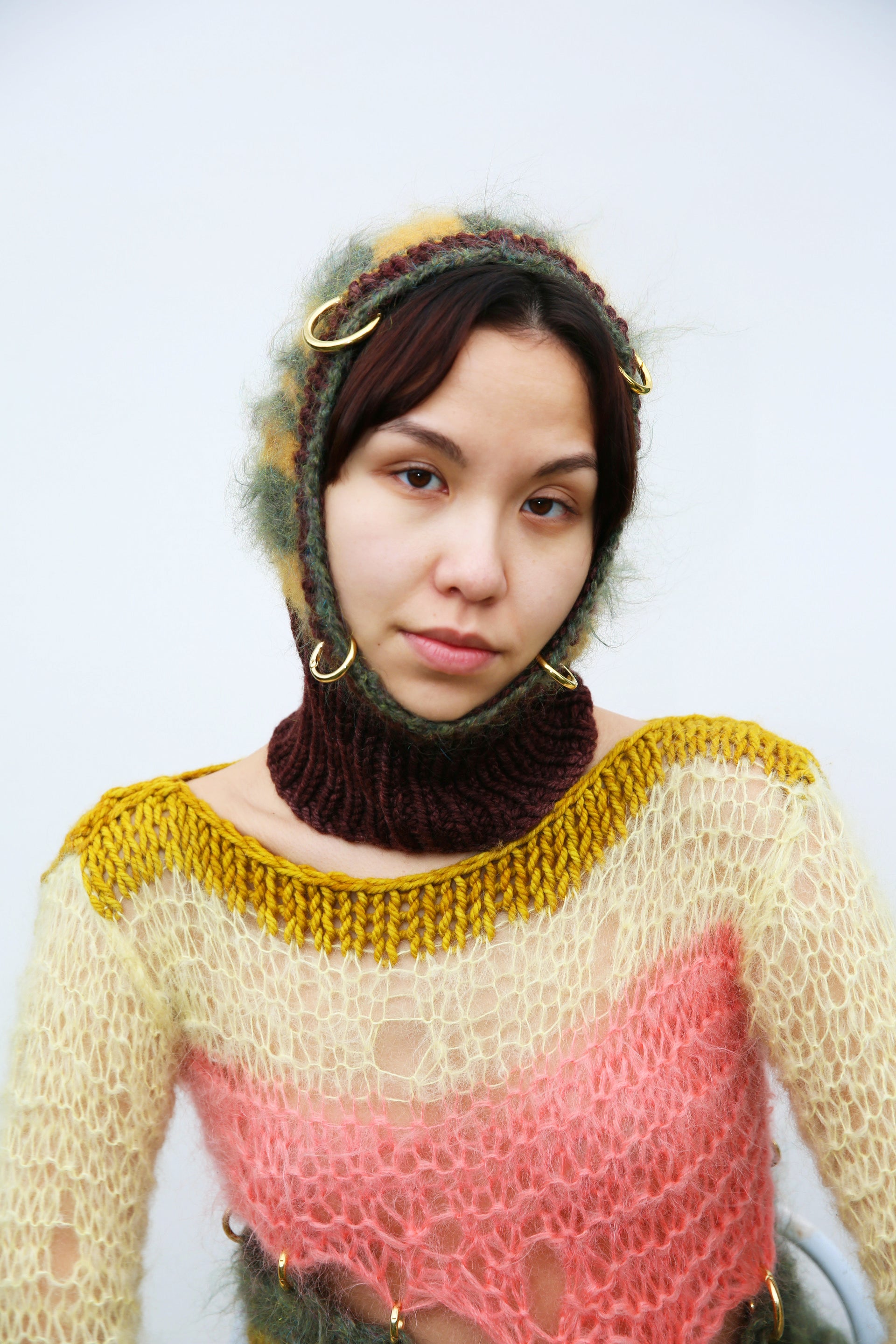 MUSTARD YELLOW & SPARKLY GREEN PIERCING BALACLAVA