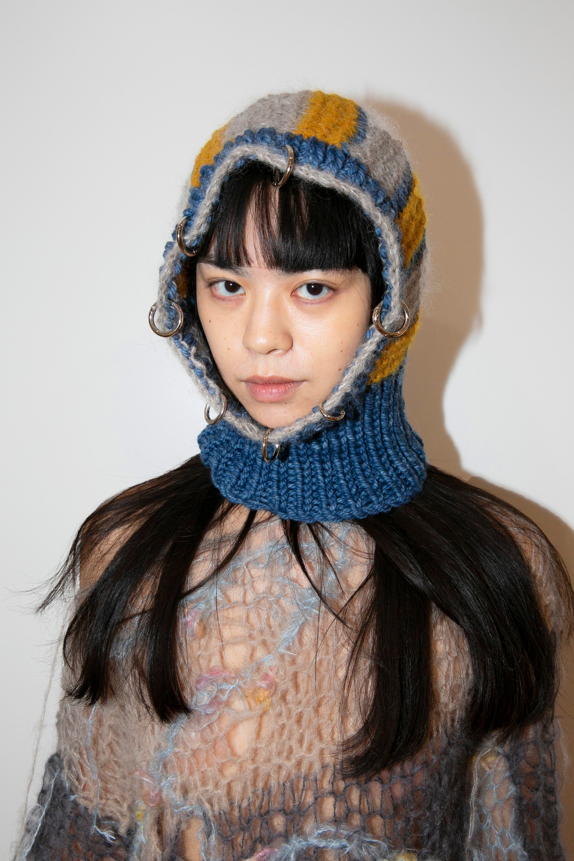 BLUE, MUSTARD & LIGHT GREY HEAVYWEIGHT PIERCING BALACLAVA