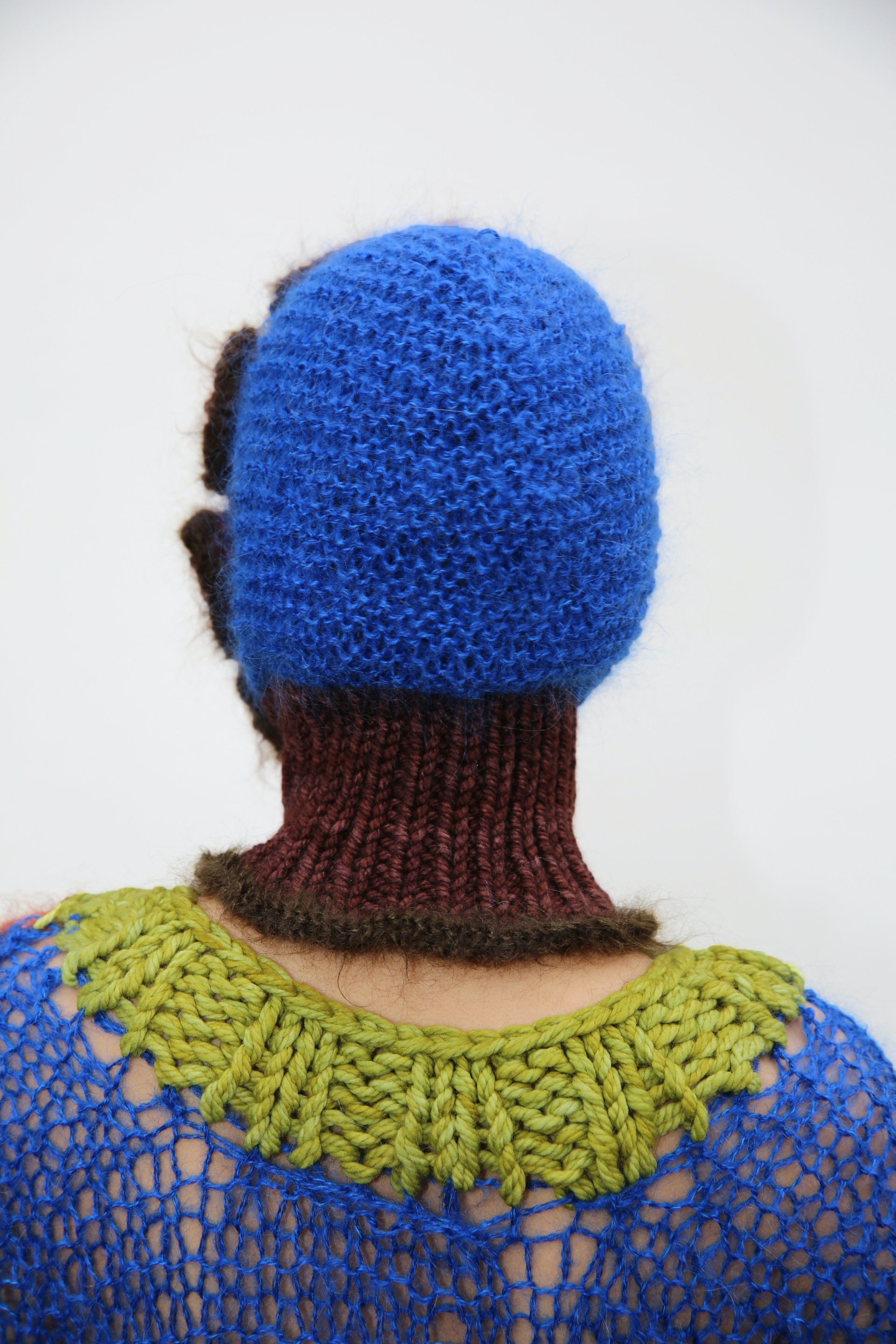 BLUE & BROWN FRILL BALACLAVA