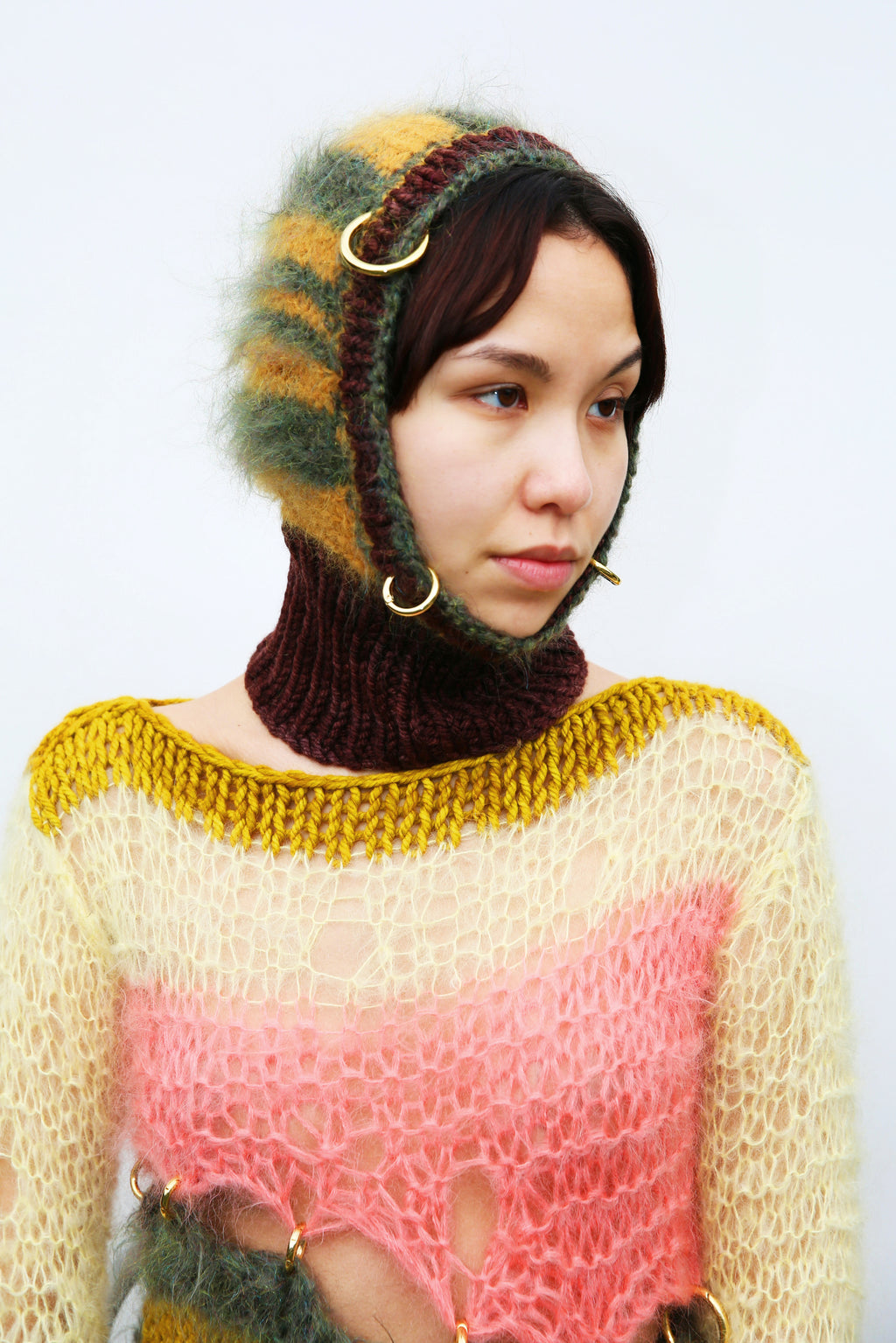 MUSTARD YELLOW & SPARKLY GREEN PIERCING BALACLAVA
