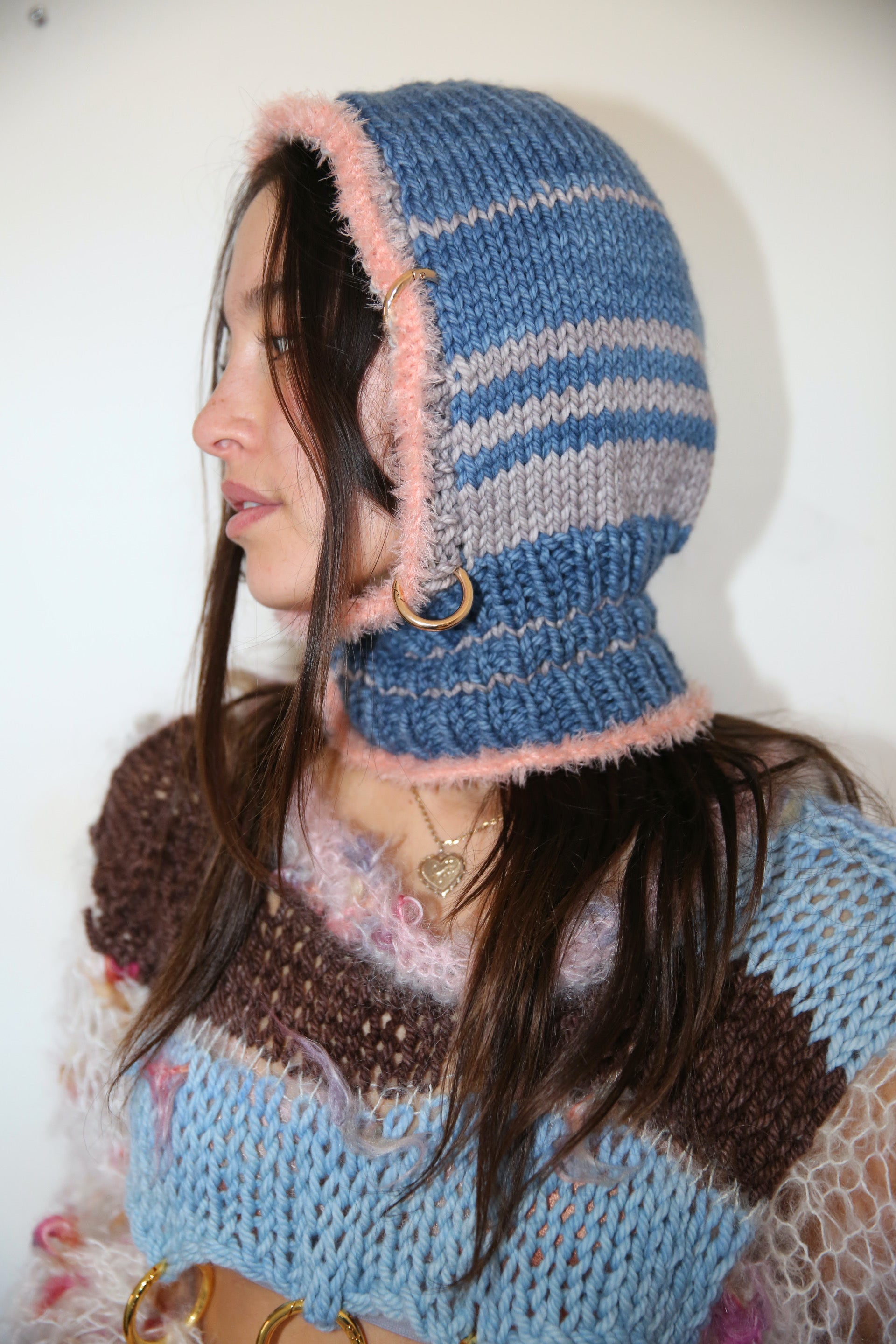 BLUE, GREY & PINK PIERCING BALACLAVA