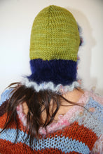 Load image into Gallery viewer, GREEN, DARK BLUE &amp; BOBBLY BLUE JUMBO FRILL BALACLAVA
