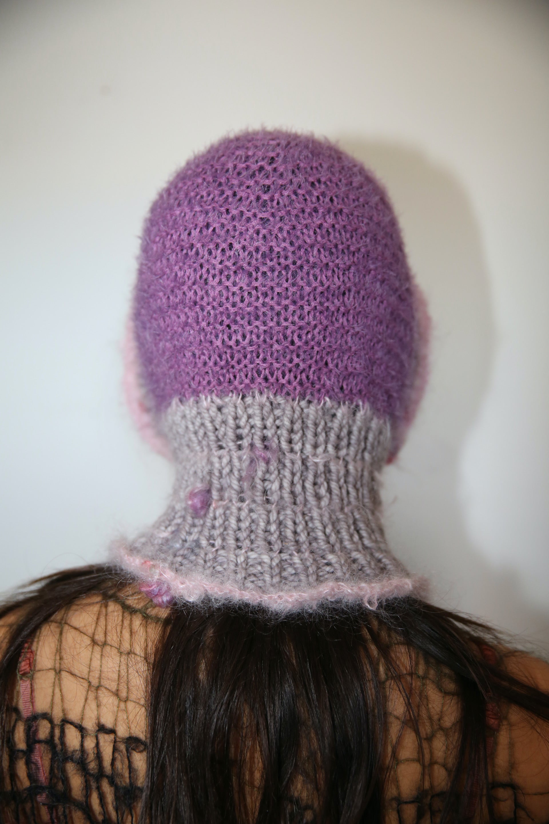 PURPLE, GREY & PINK FRILL BALACLAVA