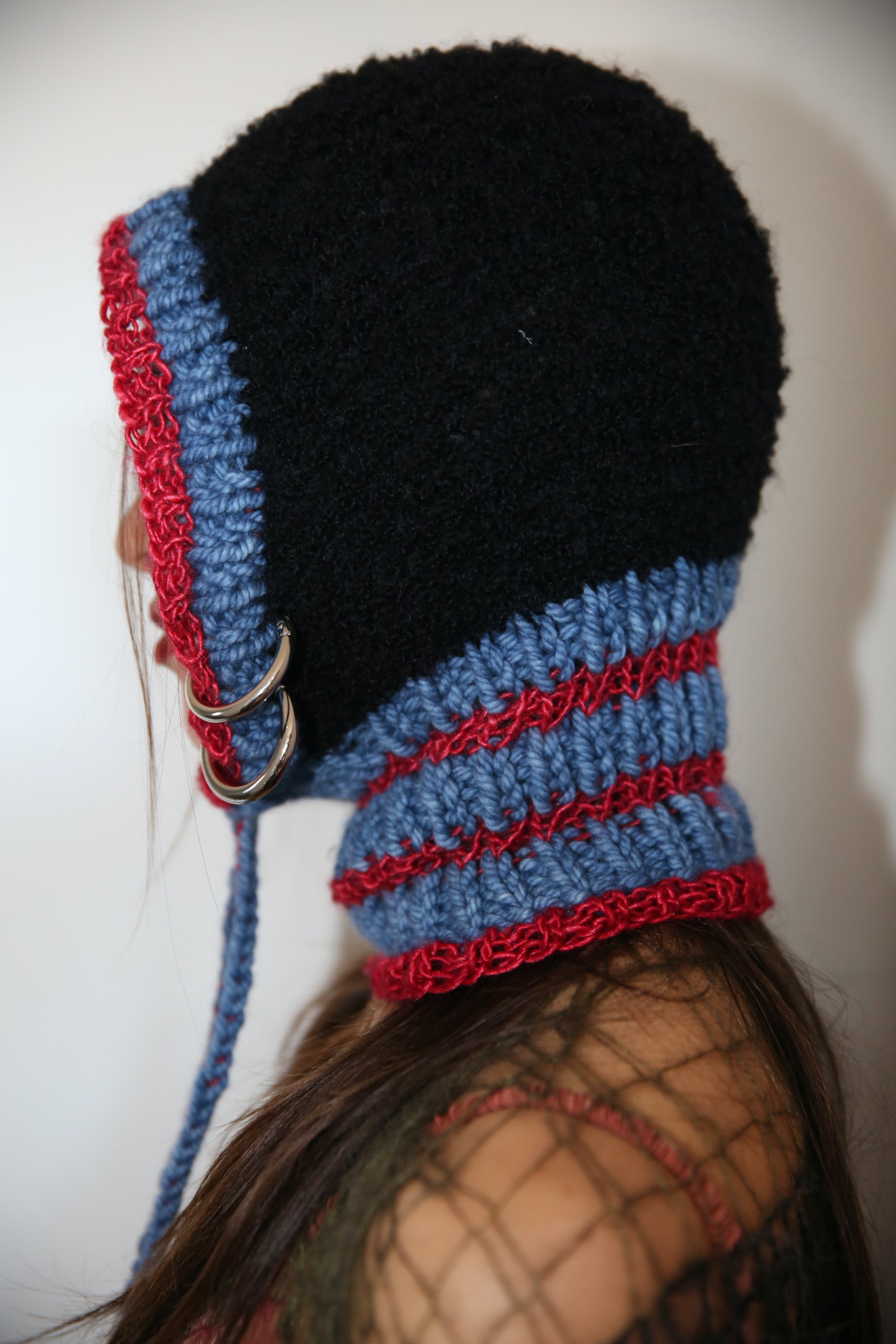 BLACK, RED & BLUE DRAWSTRING PIERCING BALACLAVA