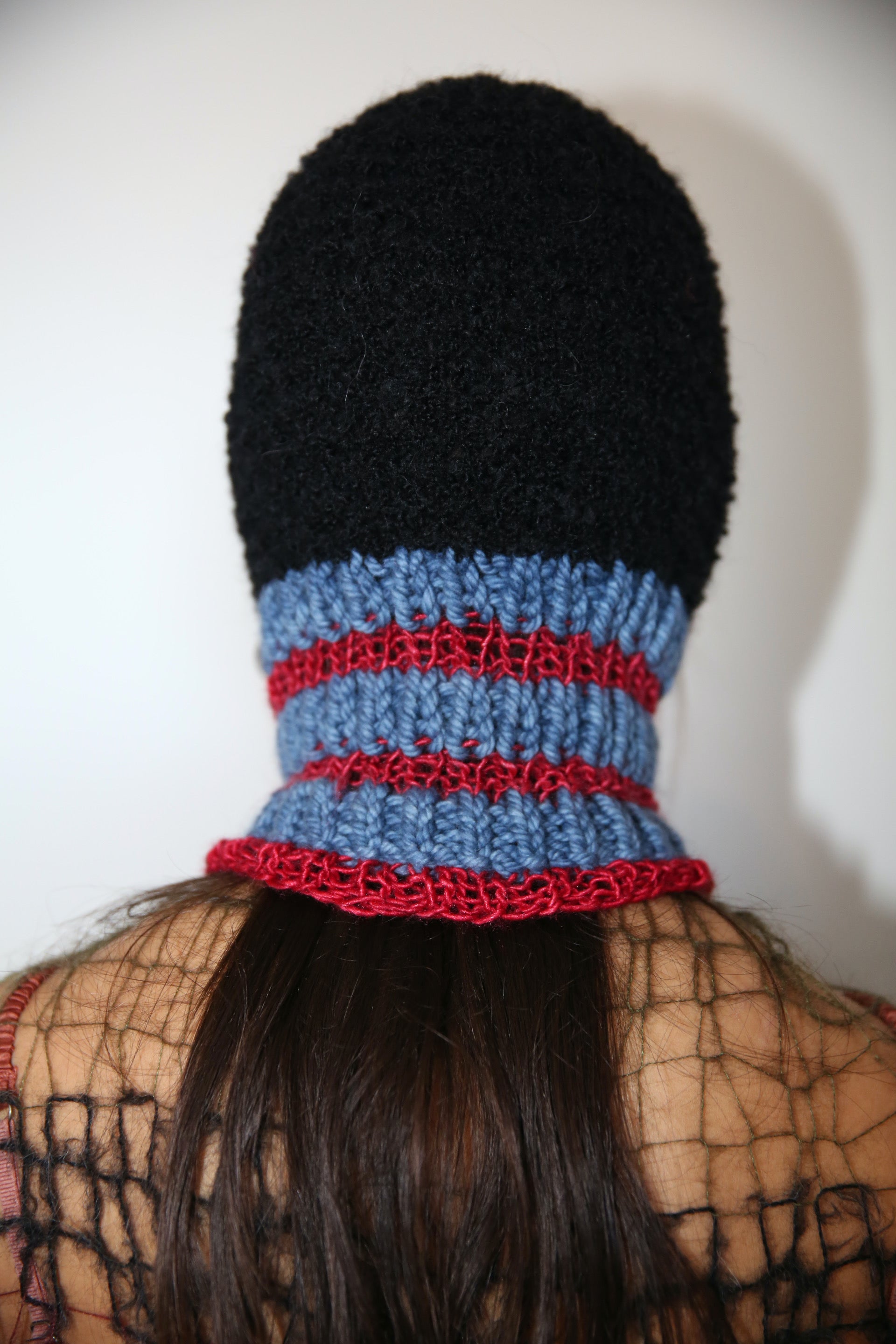 BLACK, RED & BLUE DRAWSTRING PIERCING BALACLAVA