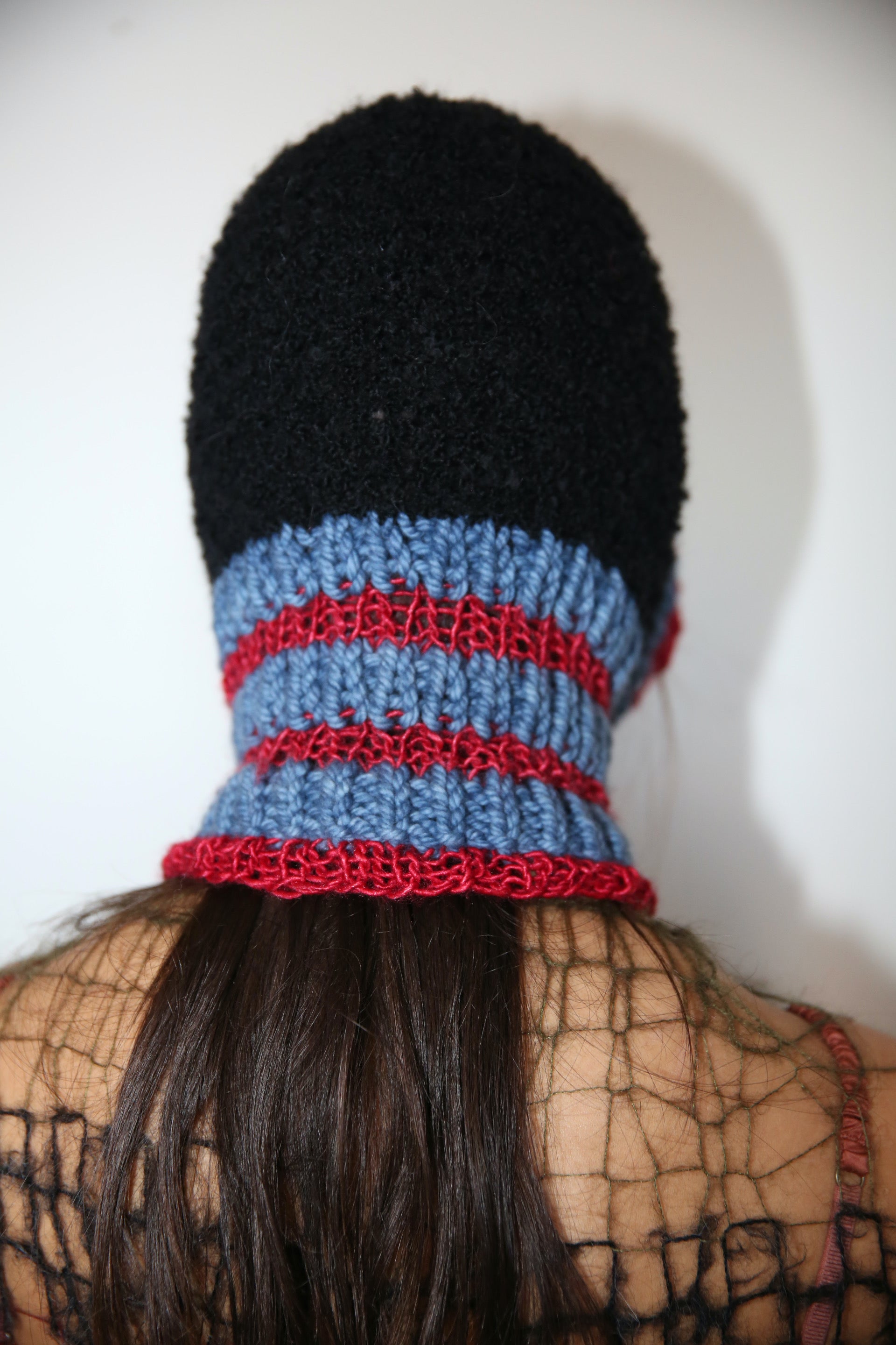 BLACK, RED & BLUE DRAWSTRING PIERCING BALACLAVA