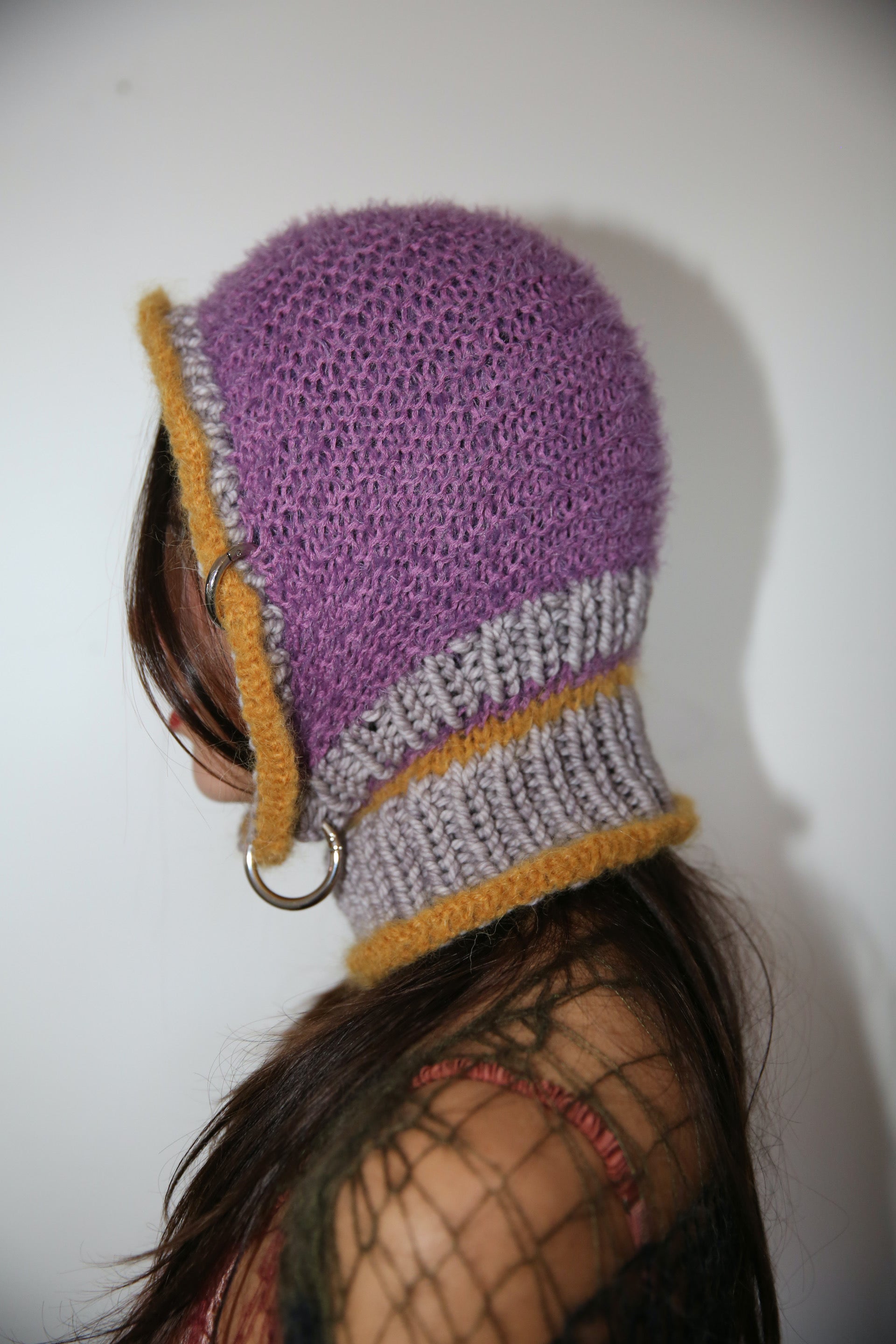 GREY MUSTARD & PURPLE PIERCING BALACLAVA