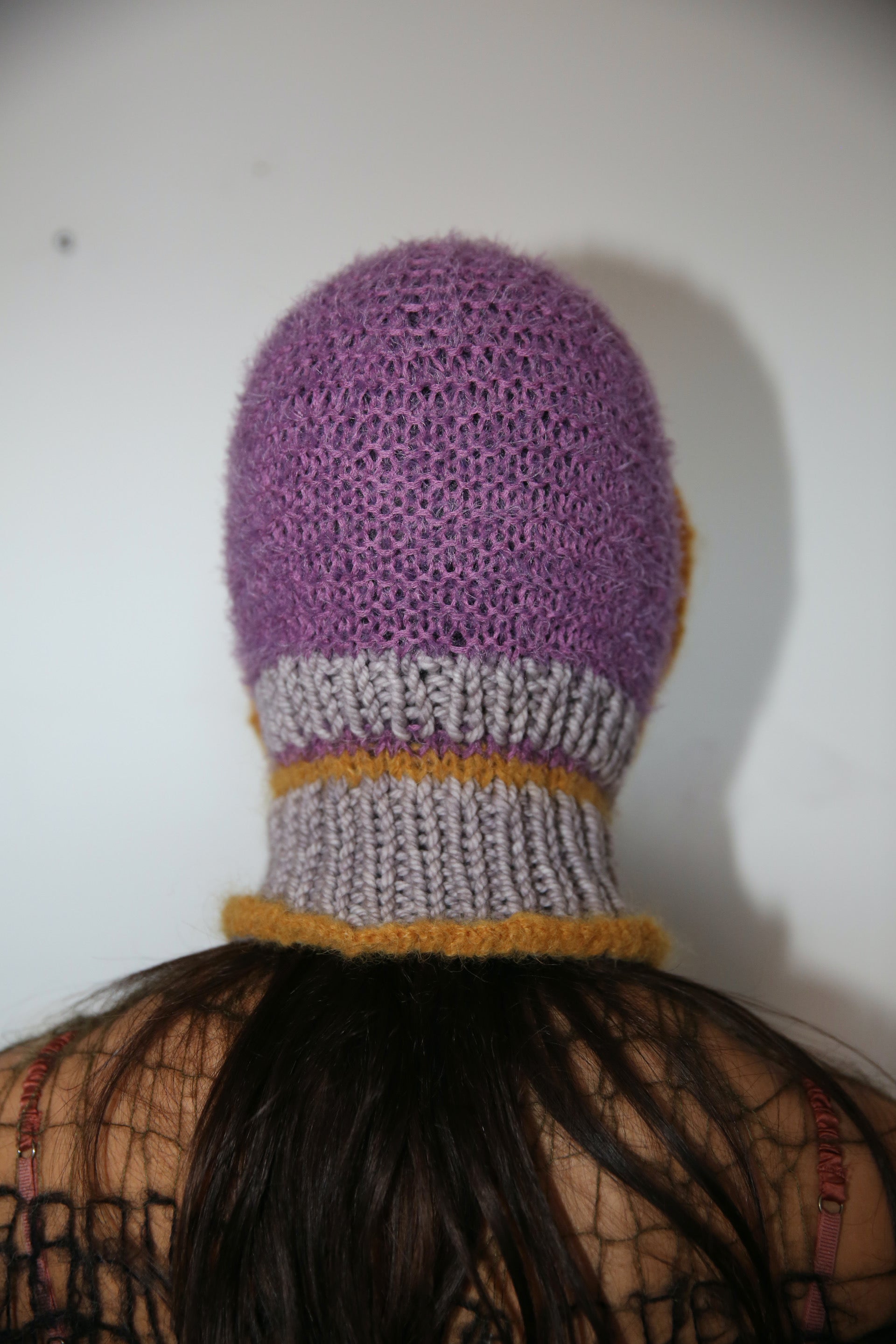 GREY MUSTARD & PURPLE PIERCING BALACLAVA