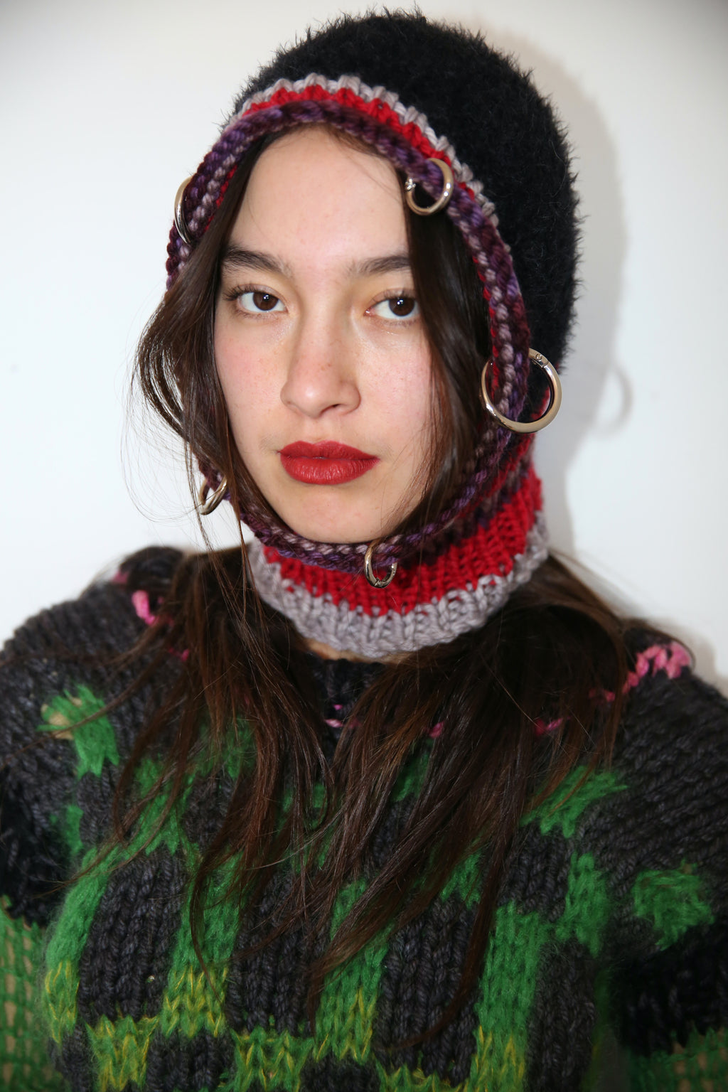 RED, GREY, PURPLE & BLACK PIERCING BALACLAVA