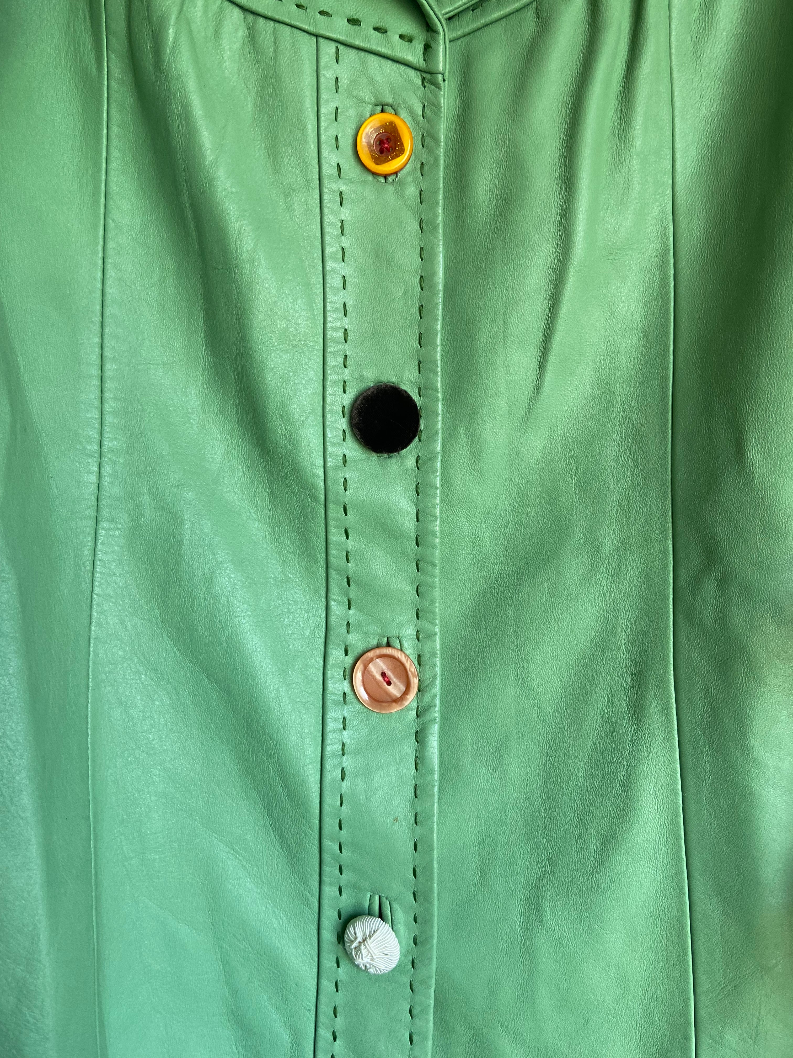 GRASS IS GREENER LEATHER KNITTED JACKET
