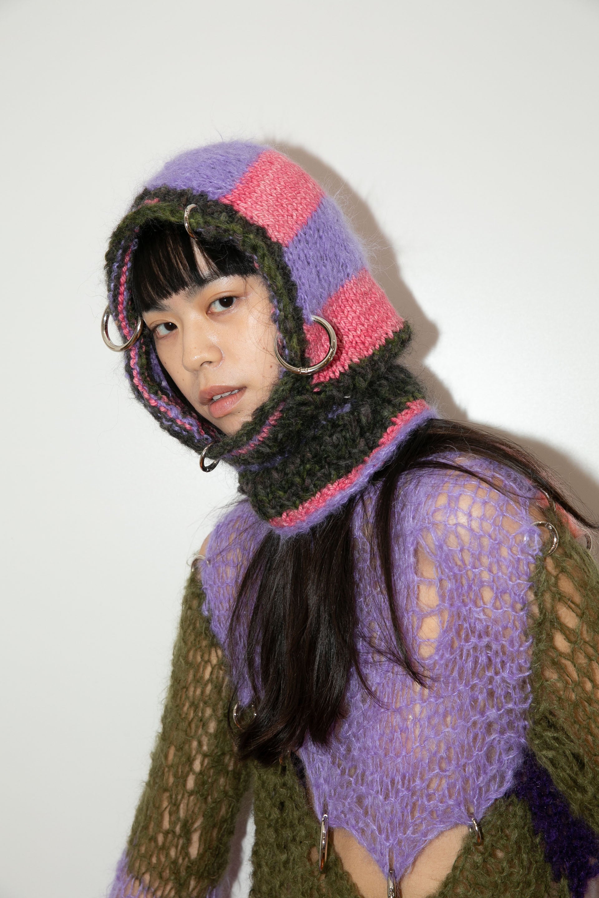 PURPLE, PINK, MOSS GREEN AND BLACK HEAVYWEIGHT PIERCING BALACLAVA