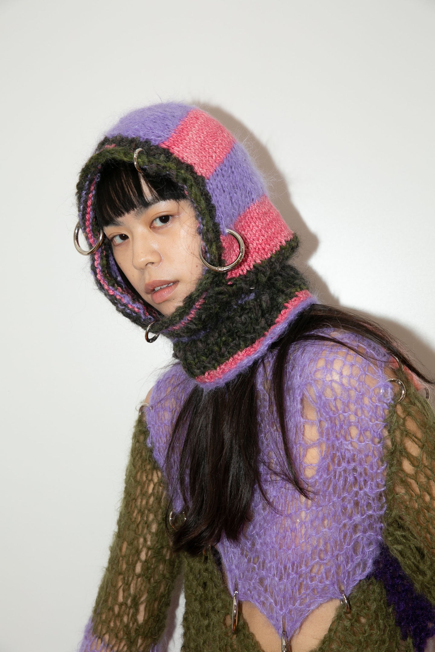 PURPLE, PINK, MOSS GREEN AND BLACK HEAVYWEIGHT PIERCING BALACLAVA