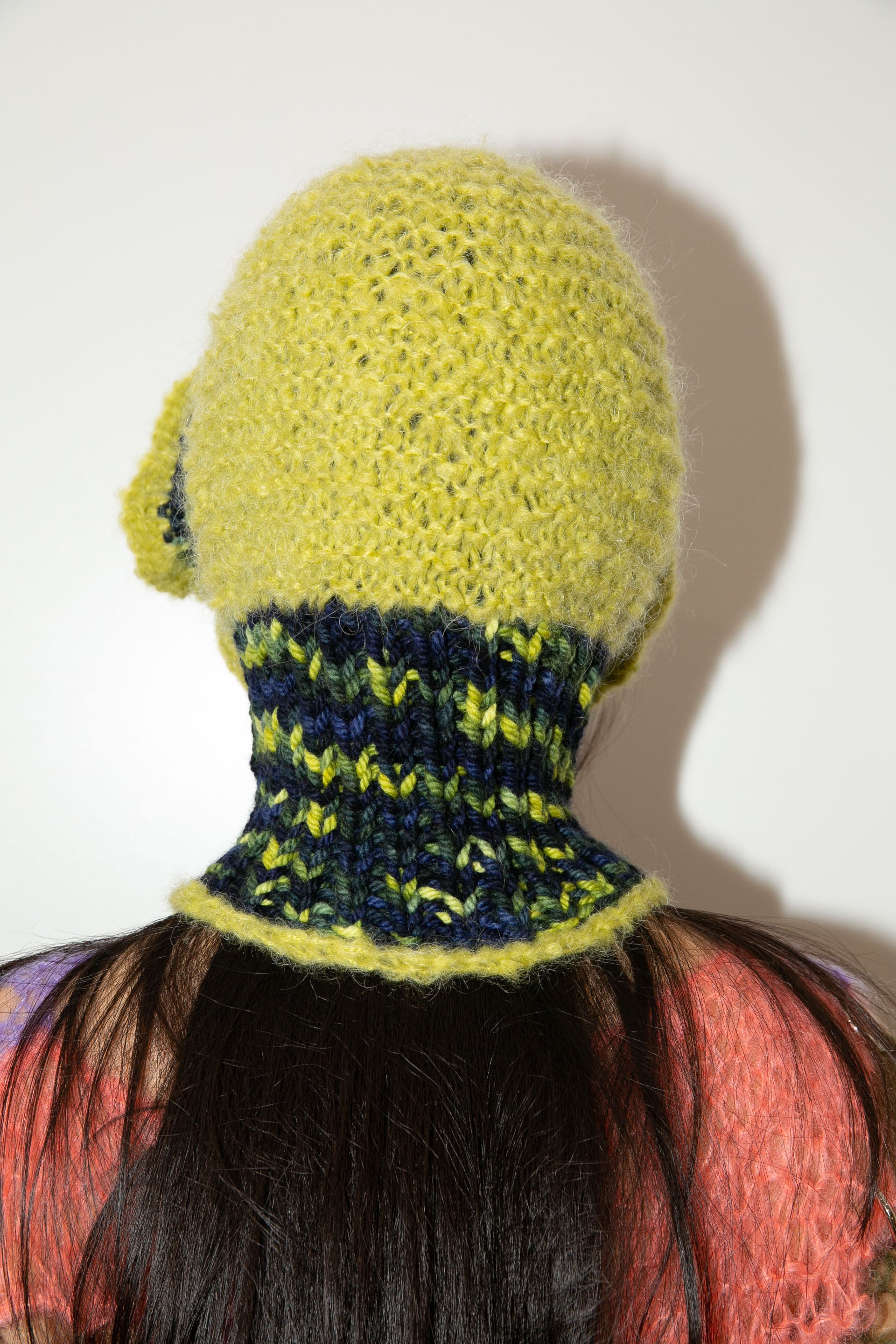 PISTACHIO GREEN & NAVY MELANGE HEAVYWEIGHT FRILL BALACLAVA