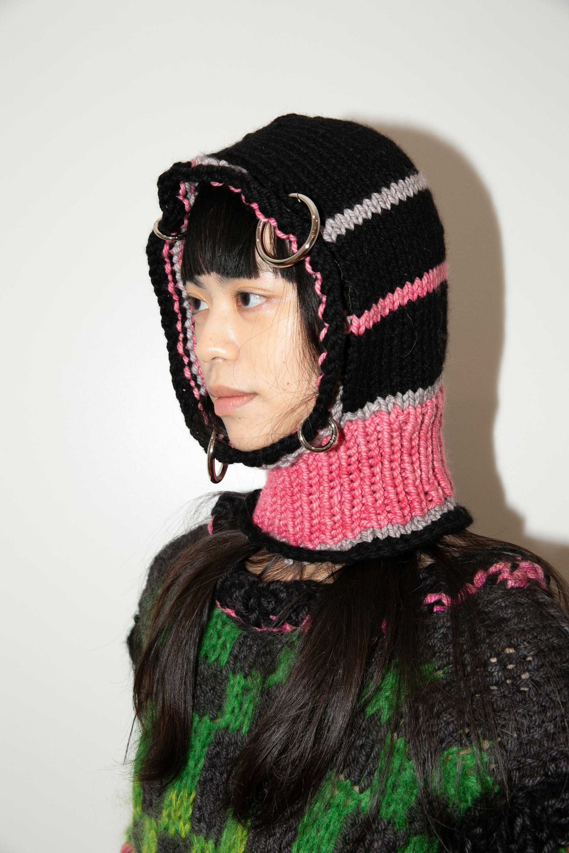 BLACK, HOT PINK & LIGHT GREY HEAVYWEIGHT PIERCING BALACLAVA