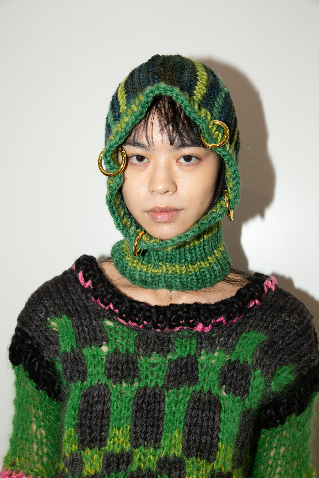 MIDNIGHT BLUE & GREEN STRIPE HEAVYWEIGHT PIERCING BALACLAVA