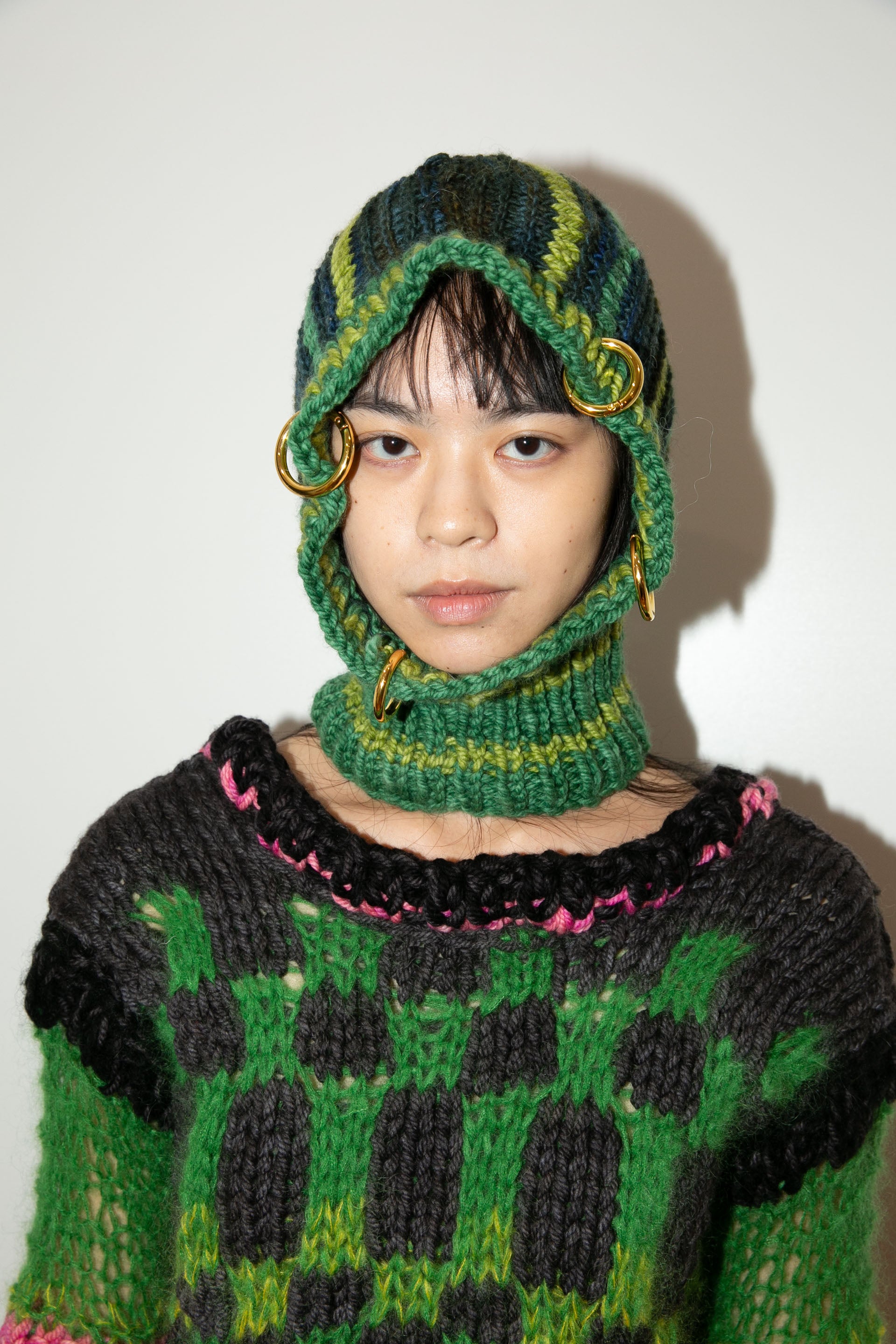 MIDNIGHT BLUE & GREEN STRIPE HEAVYWEIGHT PIERCING BALACLAVA